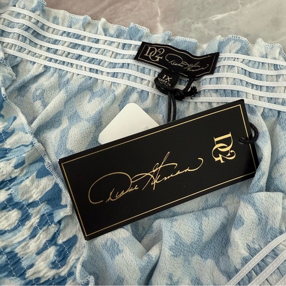 Women’s DG2 By Diane Gilman Off The Shoulder Smocked Leopard Top Plus Size 1X - Picture 14 of 16